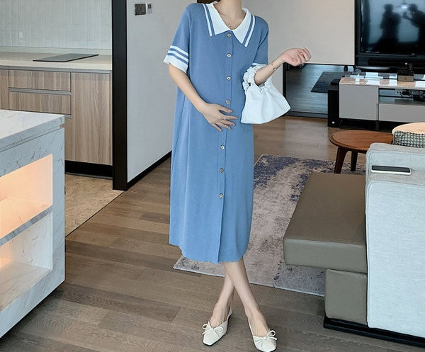 Duga haljina s gumbima za trudnice