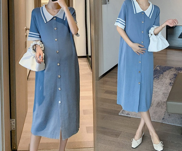 Duga haljina s gumbima za trudnice