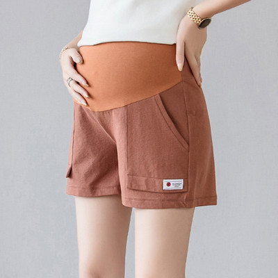 Μοντέρνα γυναικεία σορτς με τσέπες για έγκυες γυναίκες