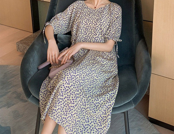 Ženska ležerna haljina sa cvjetnim uzorkom za trudnice