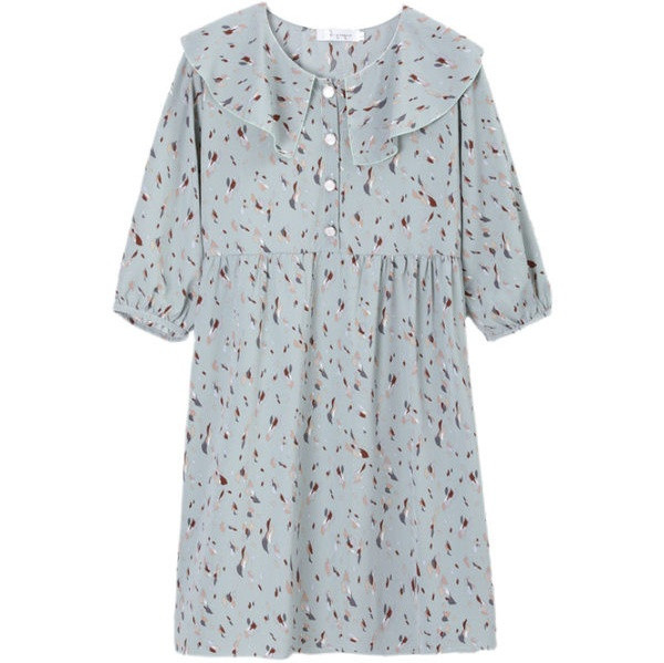 Elegantna ženska kratka haljina s ovalnim izrezom i gumbima za trudnice