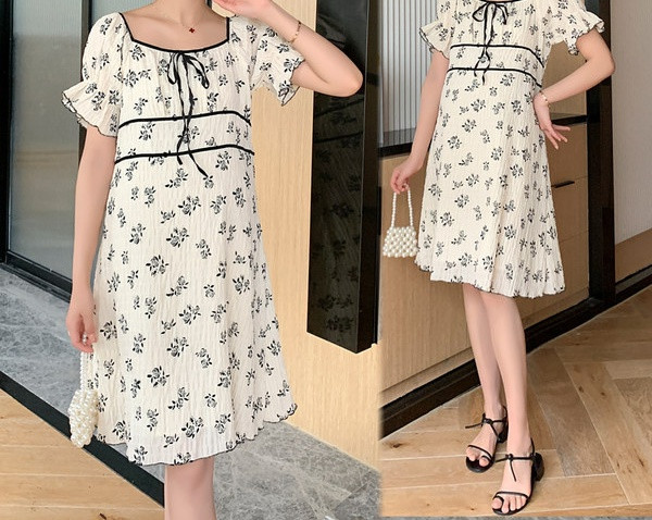 Ženska kratka haljina sa cvjetnim uzorkom za trudnice