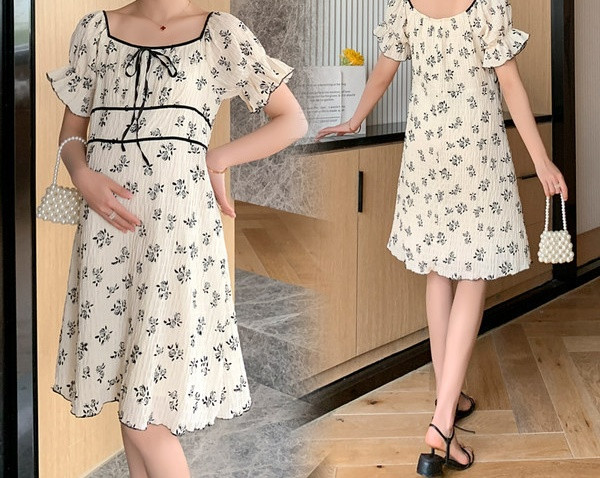 Ženska kratka haljina sa cvjetnim uzorkom za trudnice