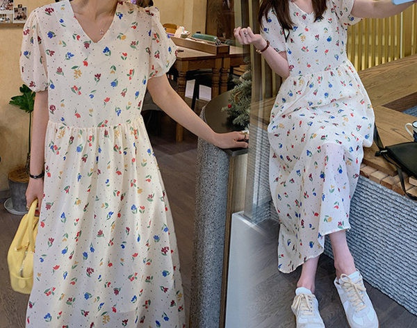 Ženska široka duga haljina sa špic izrezom za trudnice