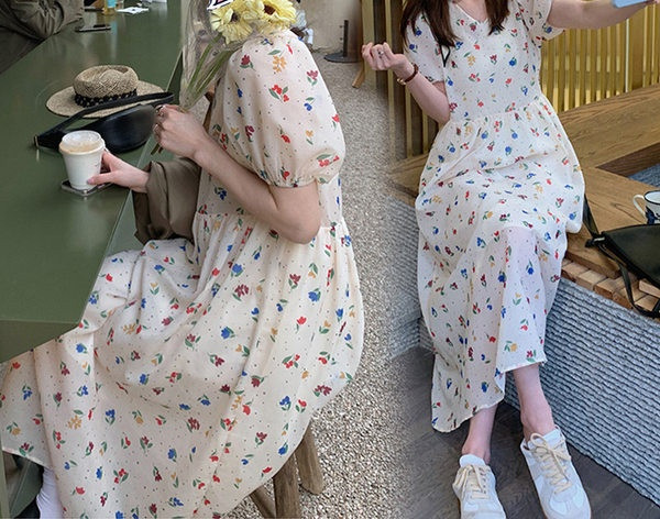 Ženska široka duga haljina sa špic izrezom za trudnice