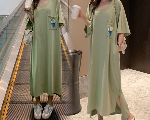 Ženska duga ravna haljina za trudnice