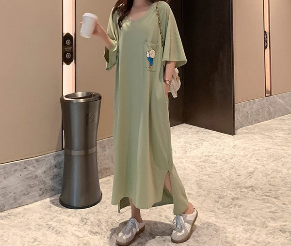 Ženska duga ravna haljina za trudnice