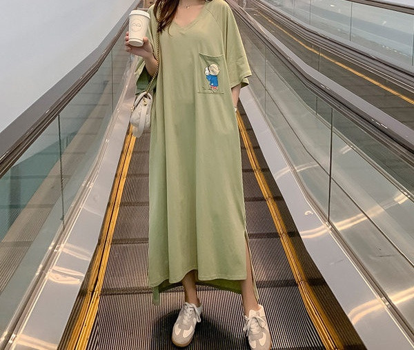 Ženska duga ravna haljina za trudnice