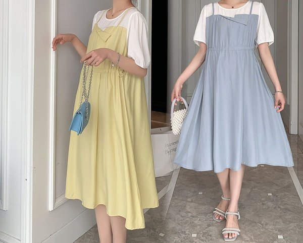 Široki model ženske haljine sa kratkim rukavima za trudnice