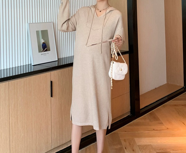 Ženska ležerna haljina s kapuljačom za trudnice