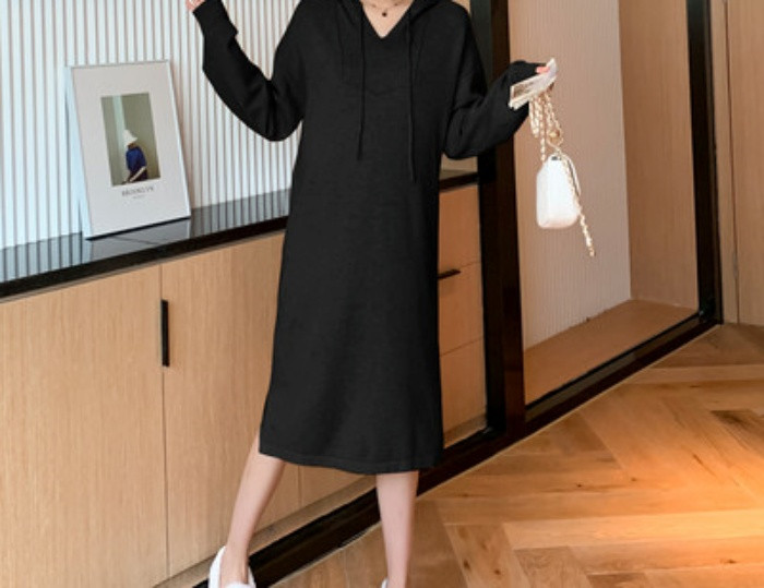 Ženska ležerna haljina s kapuljačom za trudnice