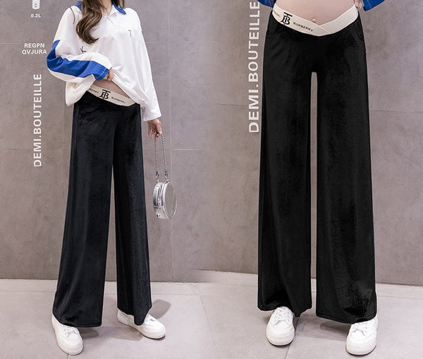 Široki dugi model ženskih hlača za trudnice