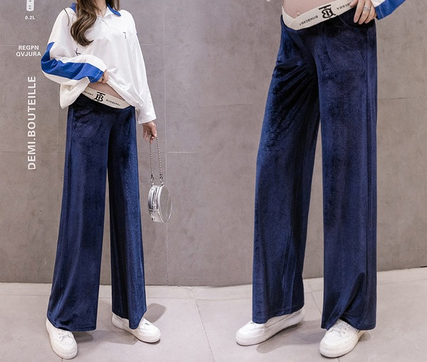 Široki dugi model ženskih hlača za trudnice