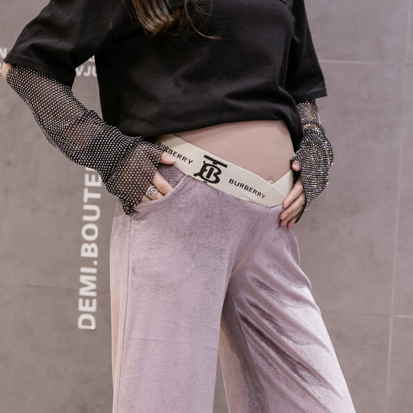 Široki dugi model ženskih hlača za trudnice