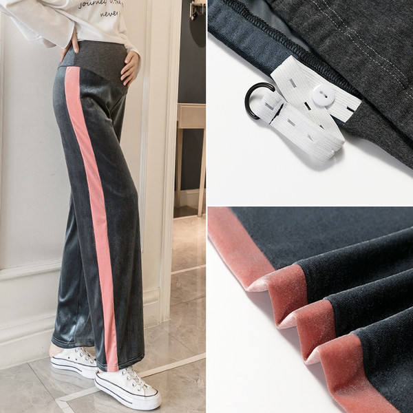 Ženske duge široke hlače s rubom za trudnice