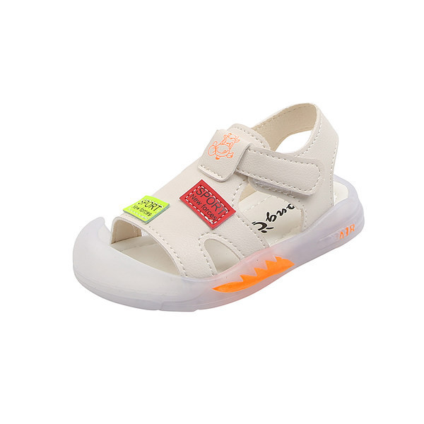 Dječje sandale s čičak natpisom i aplikacijom