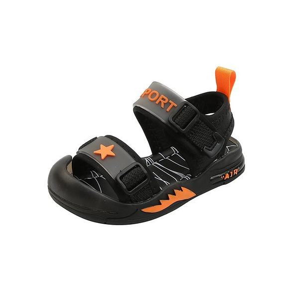 Dječje sandale u crnoj boji sa zakrpom i ravnim đonom