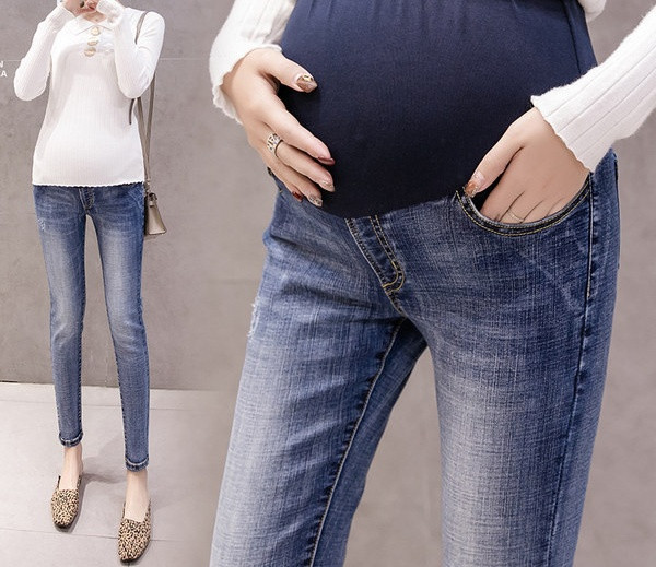 Μοντέρνα γυναικείο τζιν ίσιο μοντέλο για έγκυες γυναίκες