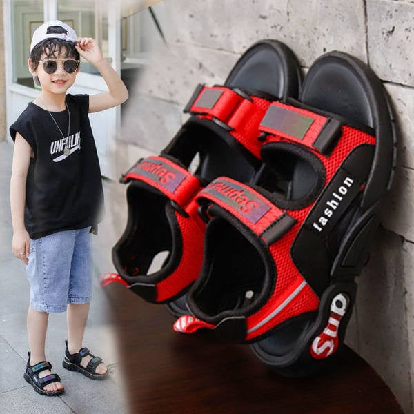 Dječje sandale s natpisom i čičkom