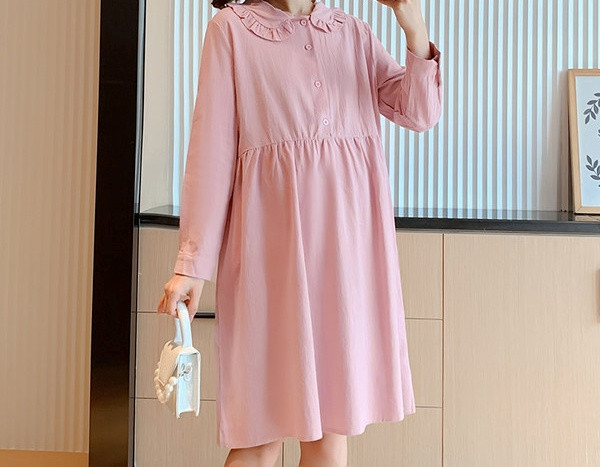 Elegantna kratka ženska haljina s dugim rukavima za trudnice