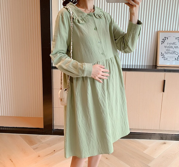 Elegantna kratka ženska haljina s dugim rukavima za trudnice