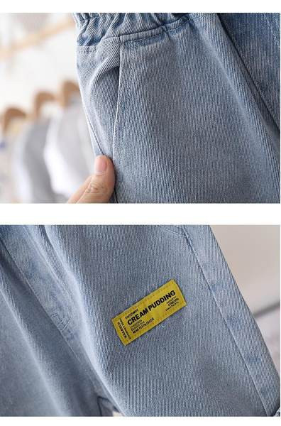 Džinsiniai šortai su elastingu juosmeniu ir kišenėmis