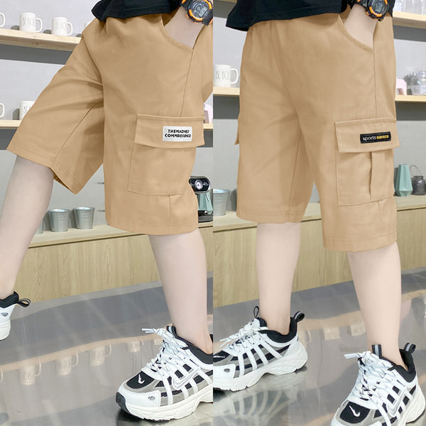 Παιδικά βαμβακερά σορτς με μήκος 3/4 και τσέπες