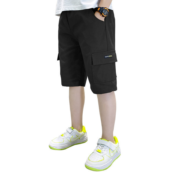 Παιδικά βαμβακερά σορτς με μήκος 3/4 και τσέπες