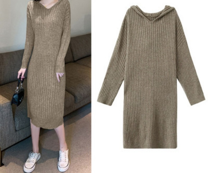 Ženska aktualna haljina jednobojni ravni model za trudnice