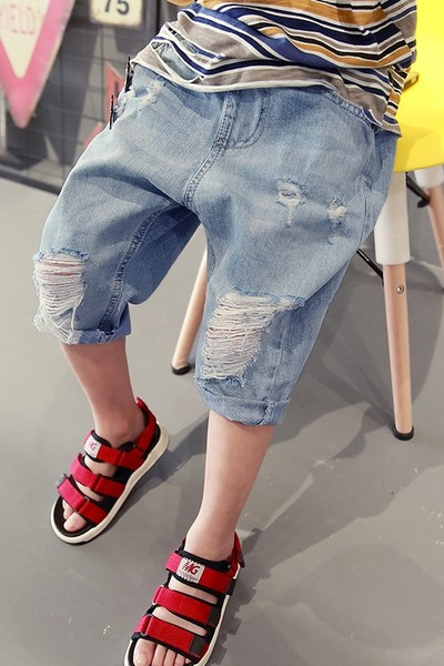 Moderne dječje traperice s džepovima i 7/8 dužine-tri modela