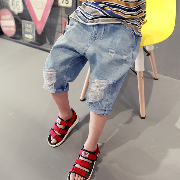 Moderne dječje traperice s džepovima i 7/8 dužine-tri modela