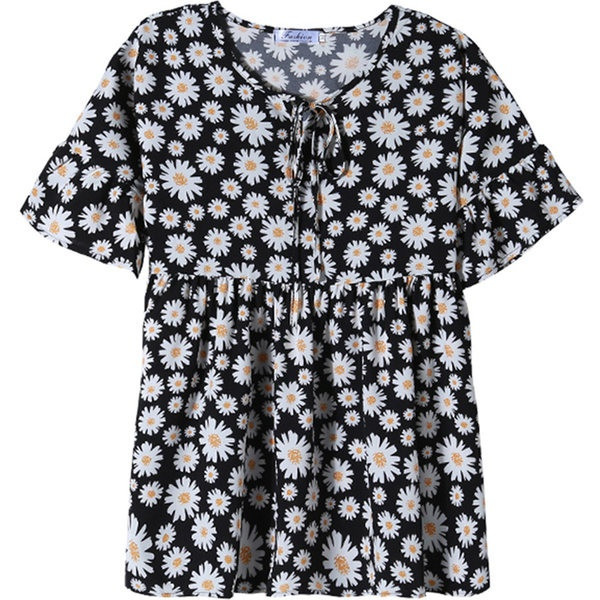 Stilinga moteriška palaidinė su kaklaraiščiais ir gėlių raštu nėščiosioms