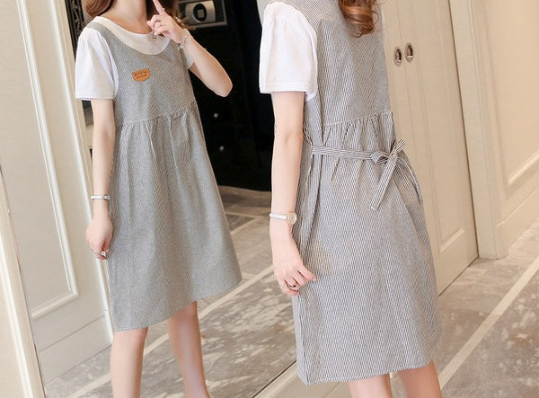 Μοντέρνο γυναικείο φόρεμα με οβάλ λαιμόκοψη  δύο μοντέλα για εγκύους