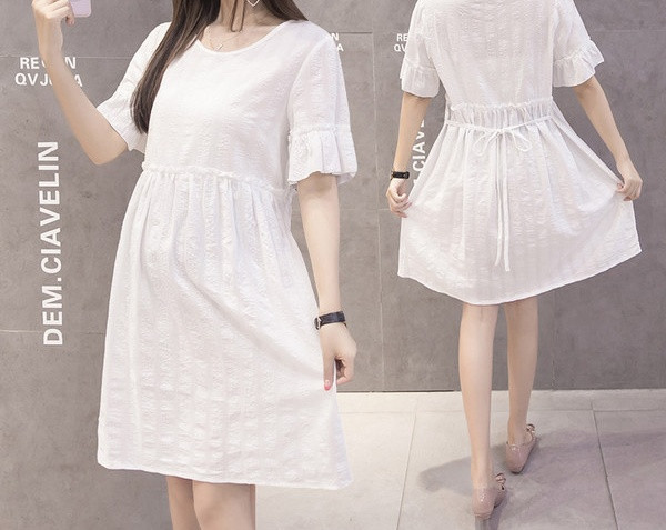 Κομψό γυναικείο κοντό φόρεμα με κοντά μανίκια για έγκυες γυναίκες