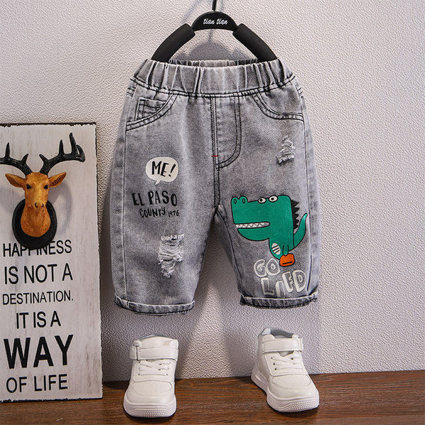 Dječje kratke traperice s aplikacijom i elastičnim strukom - za dječake