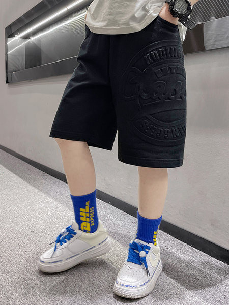 Νέο μοντέλο κοντά σορτς για αγόρια με εφαρμογή 3D σε μαύρο και γκρι χρώμα