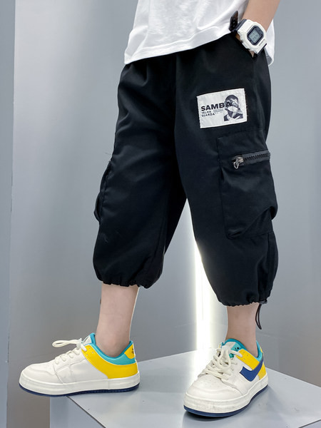 Dječje hlače s džepovima i printom u dvije boje