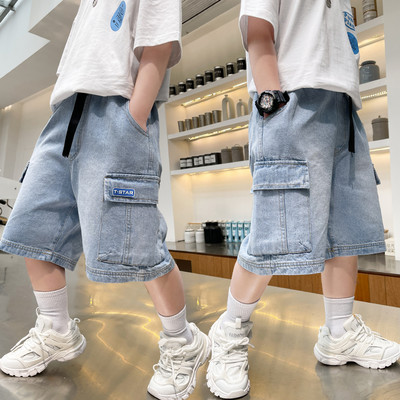 Blugi copii pantaloni 3/4 cu buzunare