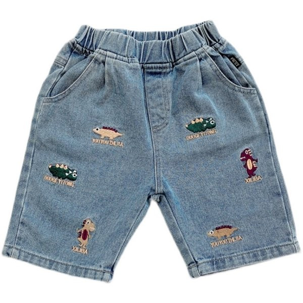 Pašreizējie īsie džinsi ar izšuvumu - zēniem