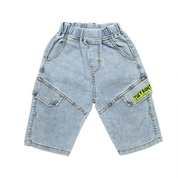 Bērnu īsie džinsi ar kabatām un elastīgu jostasvietu