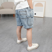 Denim 3/4 sinised taskutega püksid