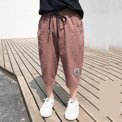 Παιδικό παντελόνι με κορδόνια και επιγραφή 