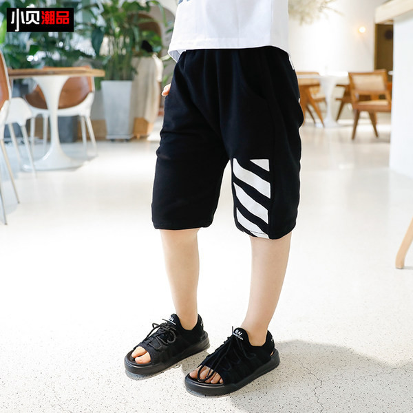 Детски къс панталон с джобове и надпис за момчета 