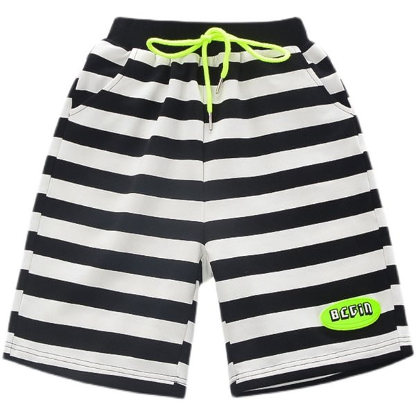 Детски раирани панталони с връзки 