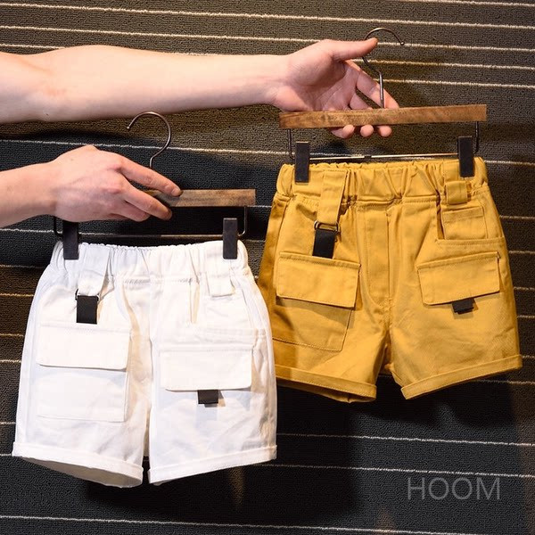 Детски къси панталони с джобове и ластична талия за момчета