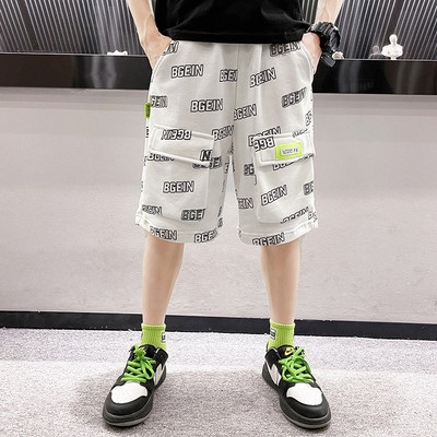 Летни памучни панталони с джобове и надписи