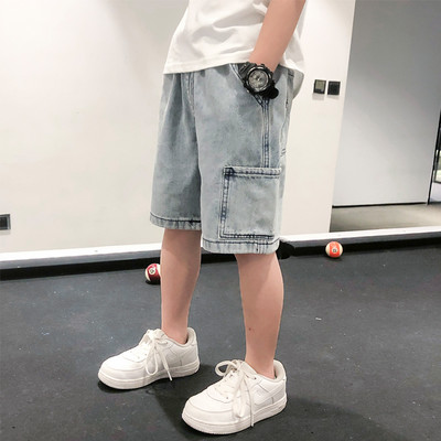 Дънкови 3/4 панталони с джобове в син цвят подходящи за момчета