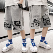 Детски 3/4 панталони с надпис и джобове 