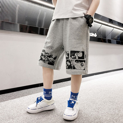 Детски 3/4 панталони с надпис и джобове 