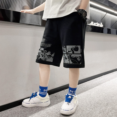 Детски 3/4 панталони с надпис и джобове 